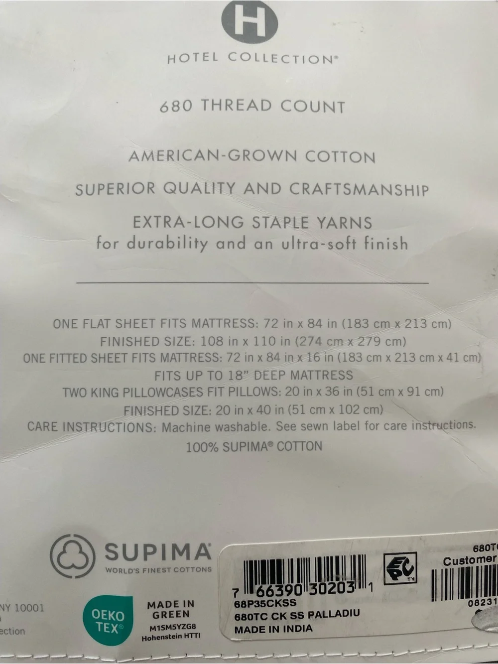 Hotel Collection 680 Thread Count 100% Supima Cotton Sheet Set, California King